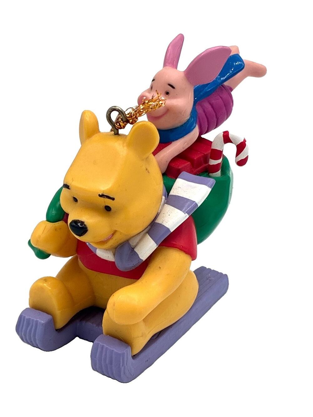 Vintage Winnie The Pooh And Piglet Christmas Tree Ornament Sleigh Sled Noma